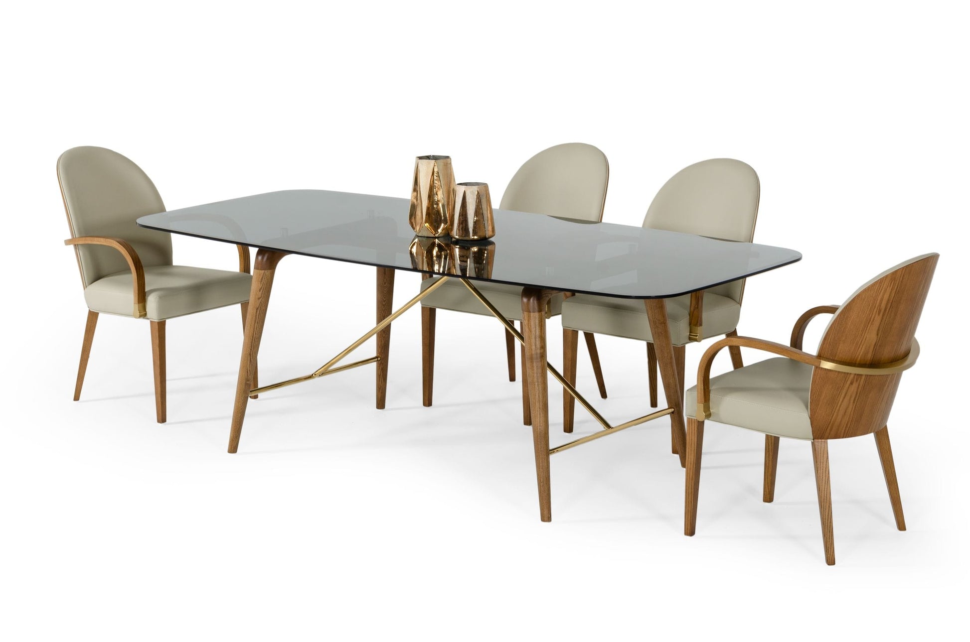 VIG Furniture Modrest Kipling Smoked Glass Walnut Large Dining Table