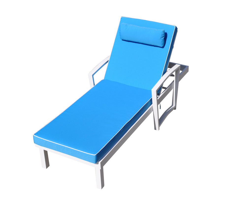 VIG Furniture Renava Tampa Outdoor Blue White Sun Bed End Table Set