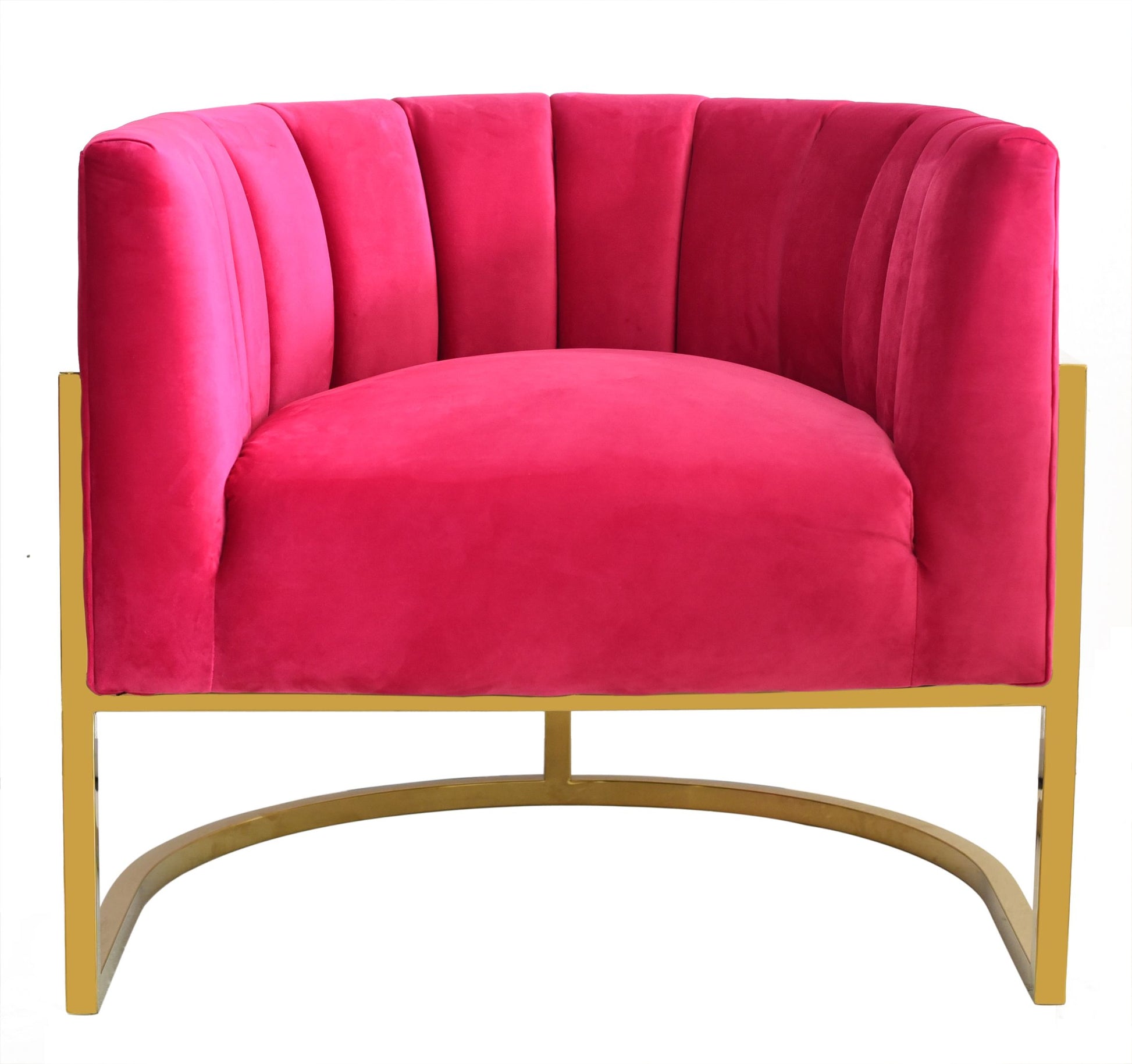 VIG Furniture Modrest Landau Pink Velvet Gold Accent Chair