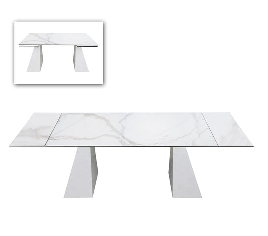 VIG Furniture Modrest Latrobe White Ceramic Quartz 118" Extendable Dining Table
