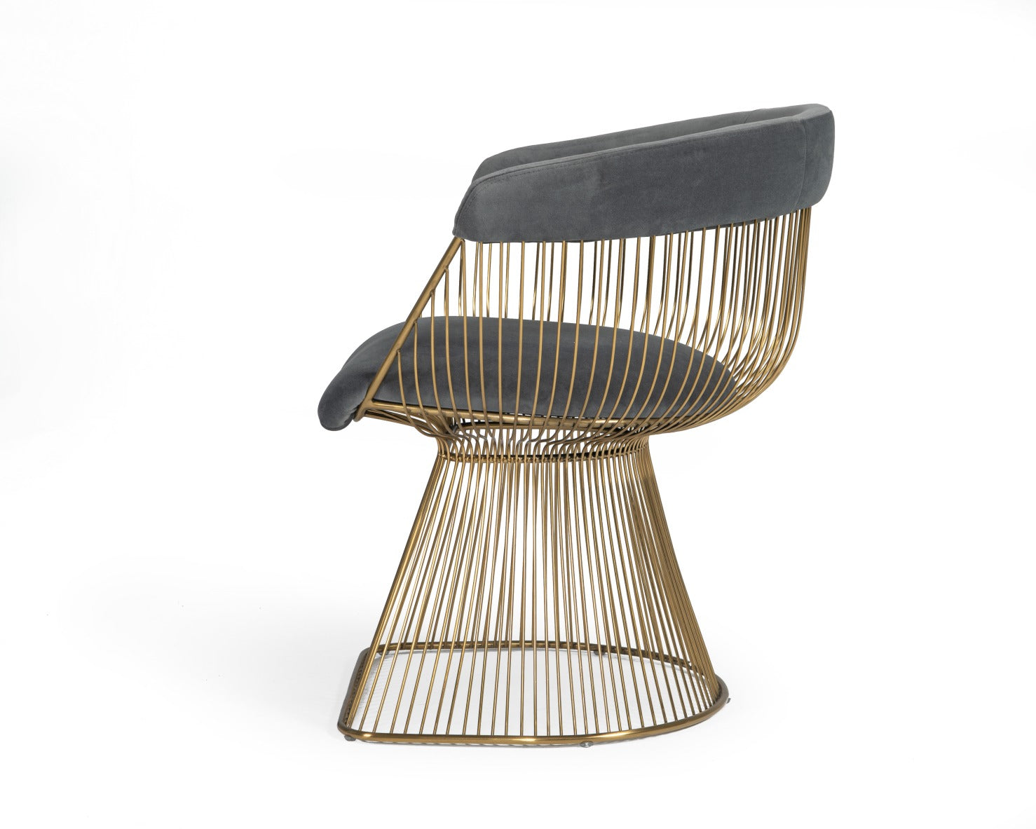 VIG Furniture Modrest Lauren Grey Velvet Brushed Gold Dining Chair