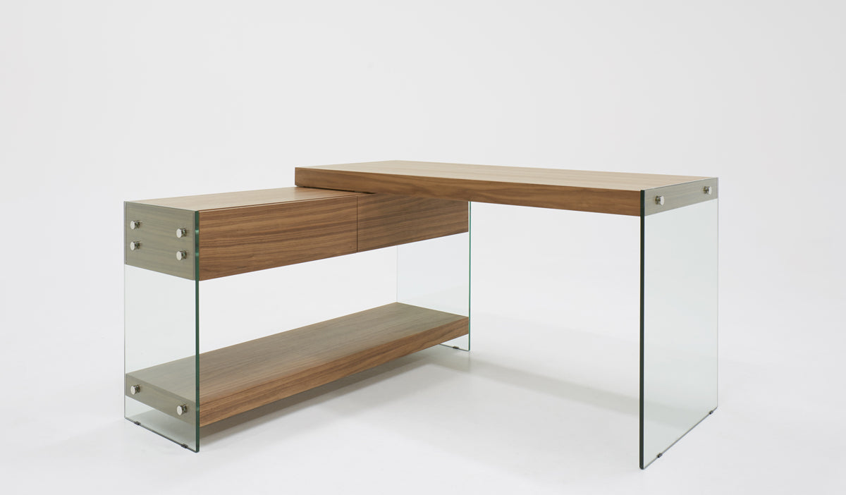 VIG Furniture Modrest Laxson Walnut Glass Desk