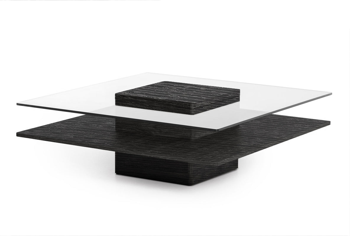 VIG Furniture Modrest Clarion Grey Elm Glass Coffee Table