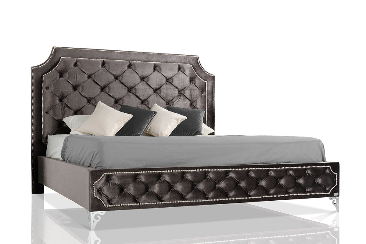 VIG Furniture Modrest Leilah Tufted Fabric Bed without Crystals