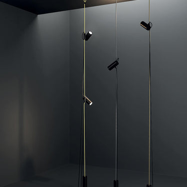 Italian-designed Lodes Cima pendant lamp, ETL listed for safety, with a long silver rope.