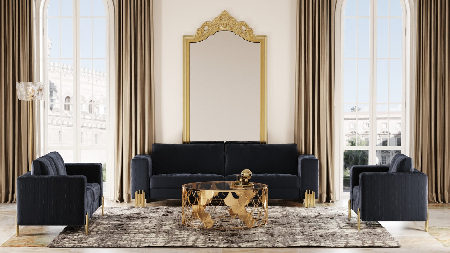 VIG Furniture Divani Casa Lori Velvet Glam Black Gold Sofa Set