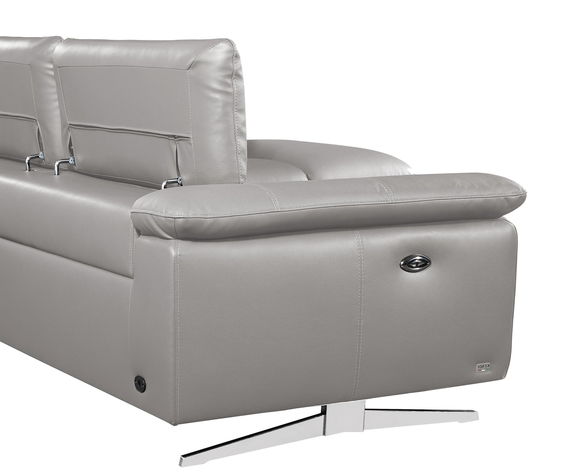 VIG Furniture Divani Casa Maine Grey Leather Left Sectional Sofa Recliner