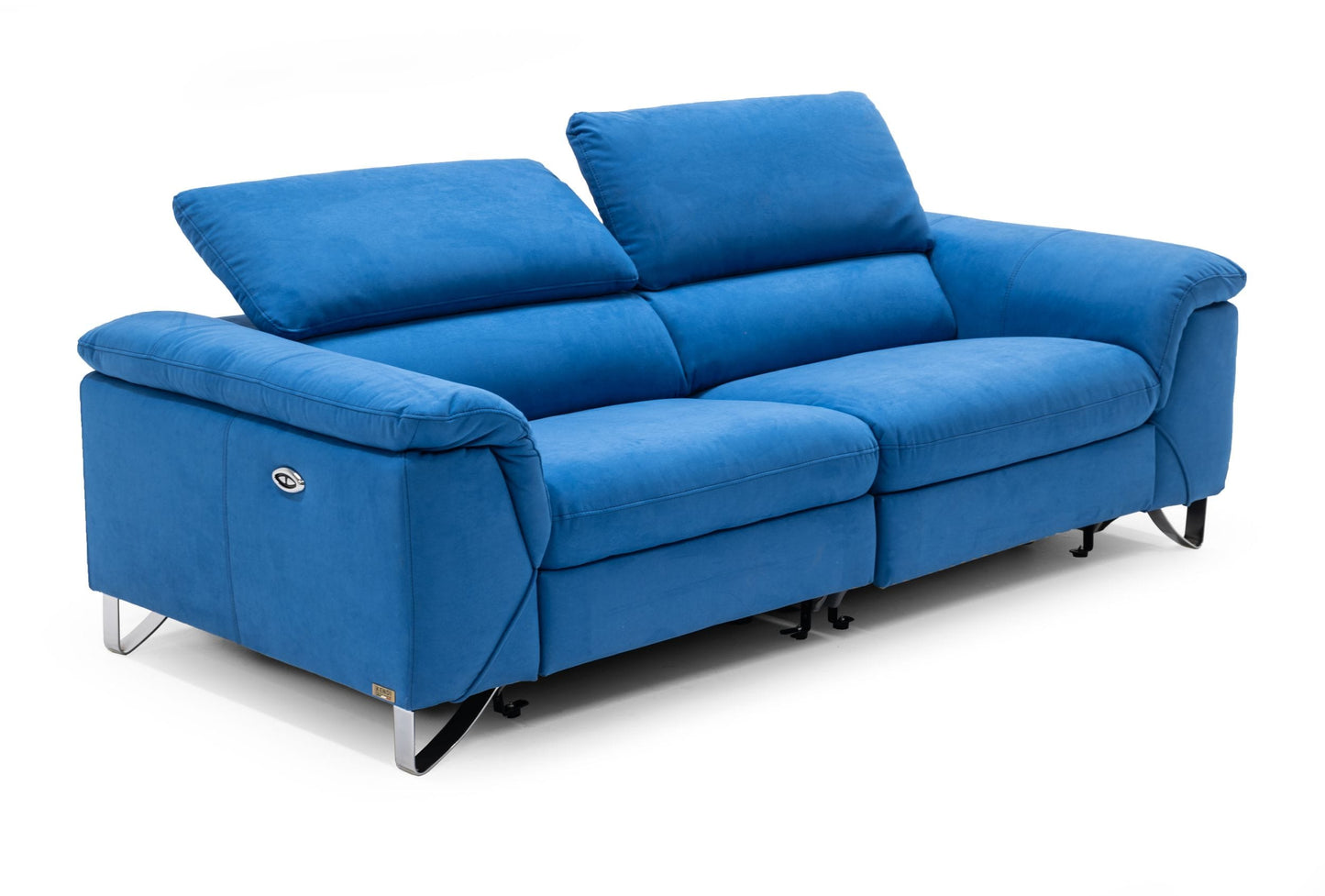 VIG Furniture Divani Casa Maine Royal Blue Fabric Sofa Electric Recliners