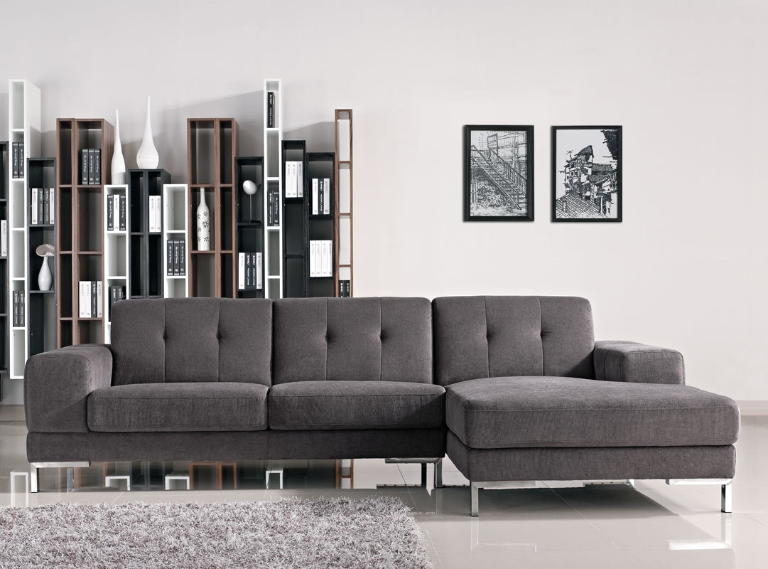 VIG Furniture Divani Casa Forli Grey Fabric Right Sectional Sofa