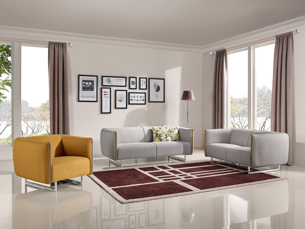 VIG Furniture Divani Casa Medora Grey Yellow Fabric Sofa Set