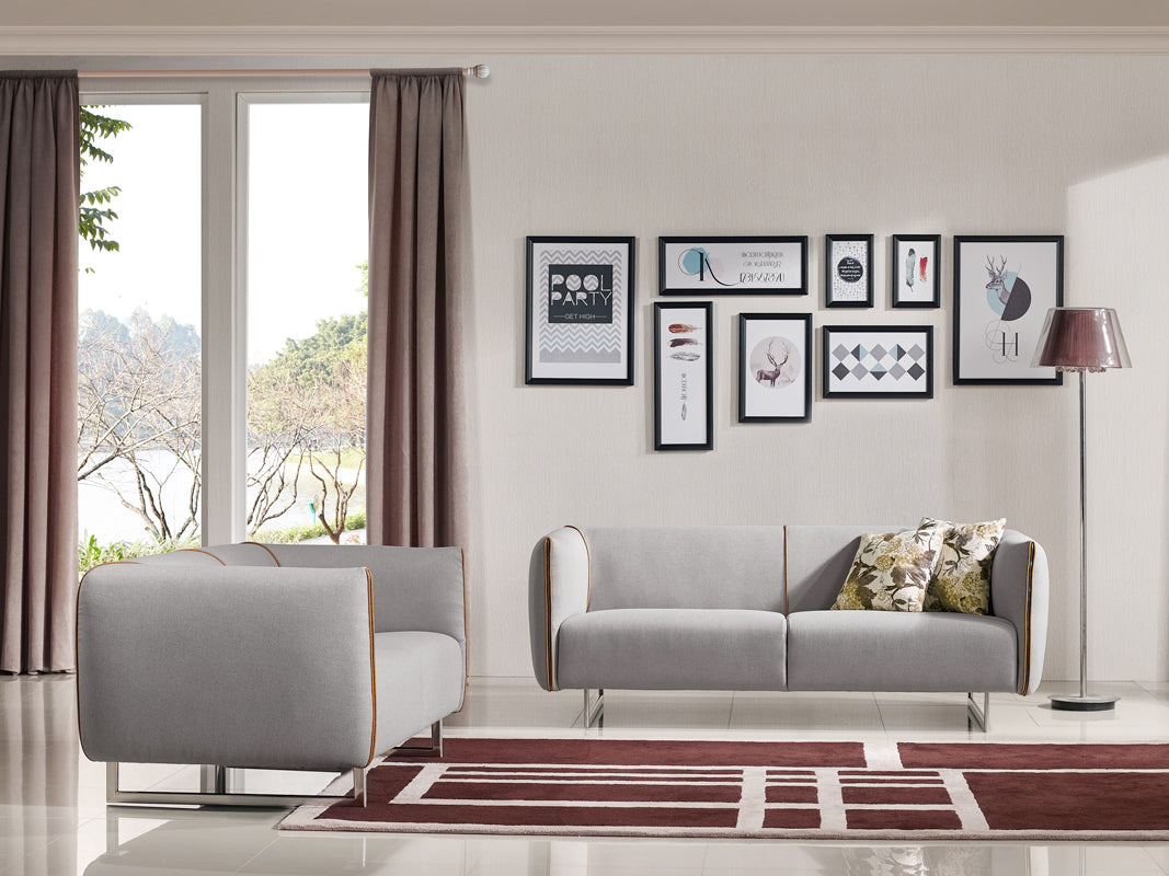VIG Furniture Divani Casa Medora Grey Yellow Fabric Sofa Set