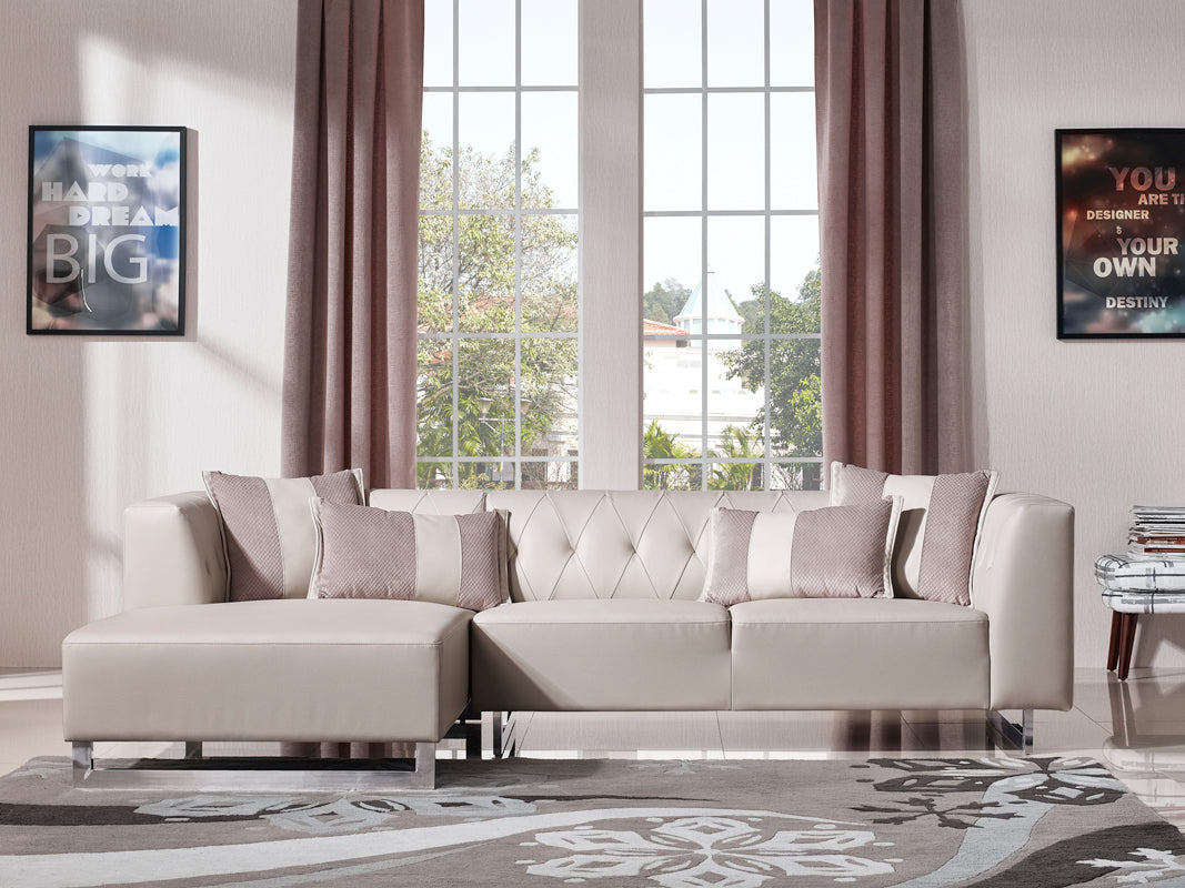 VIG Furniture Divani Casa Carolina Grey Leatherette Fabric Left Sectional Sofa