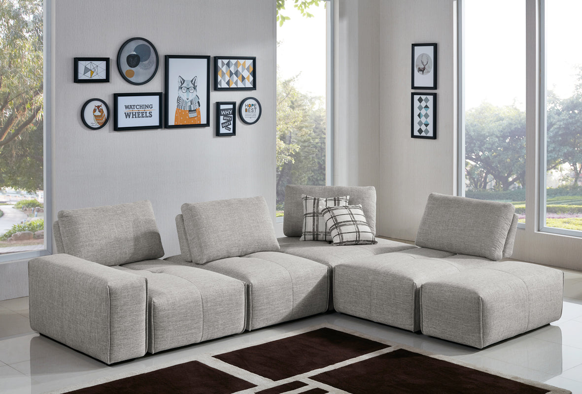 VIG Furniture Divani Casa Platte Grey Fabric Modular Sectional Sofa