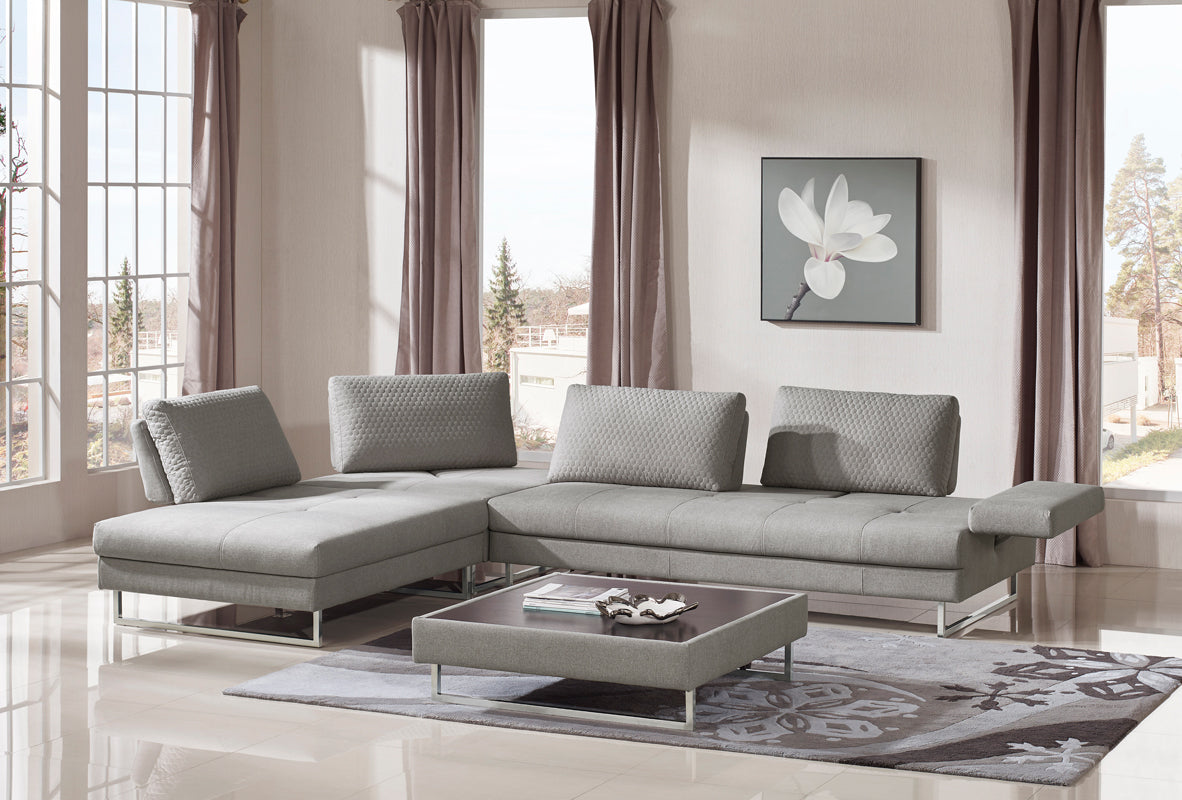 VIG Furniture Divani Casa Baxter Grey Fabric Sectional Sofa Coffee Table