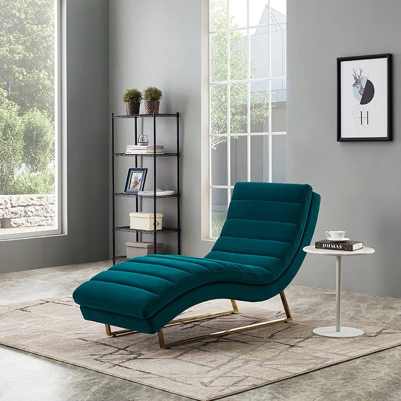 VIG Furniture Divani Casa Auburn Green Velvet Lounge Chaise