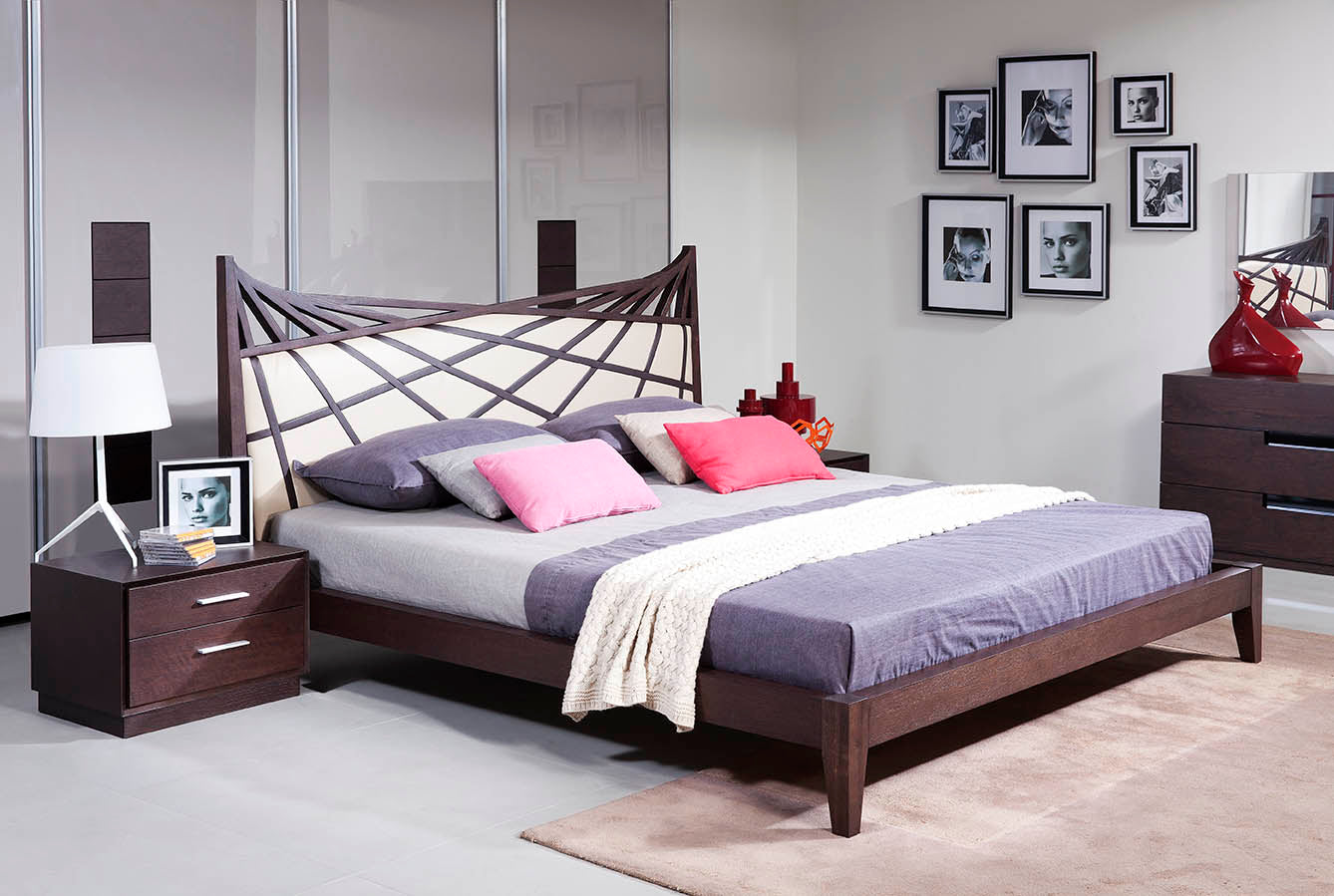 VIG Furniture Modrest Prism Brown Beige Bonded Leather Bed