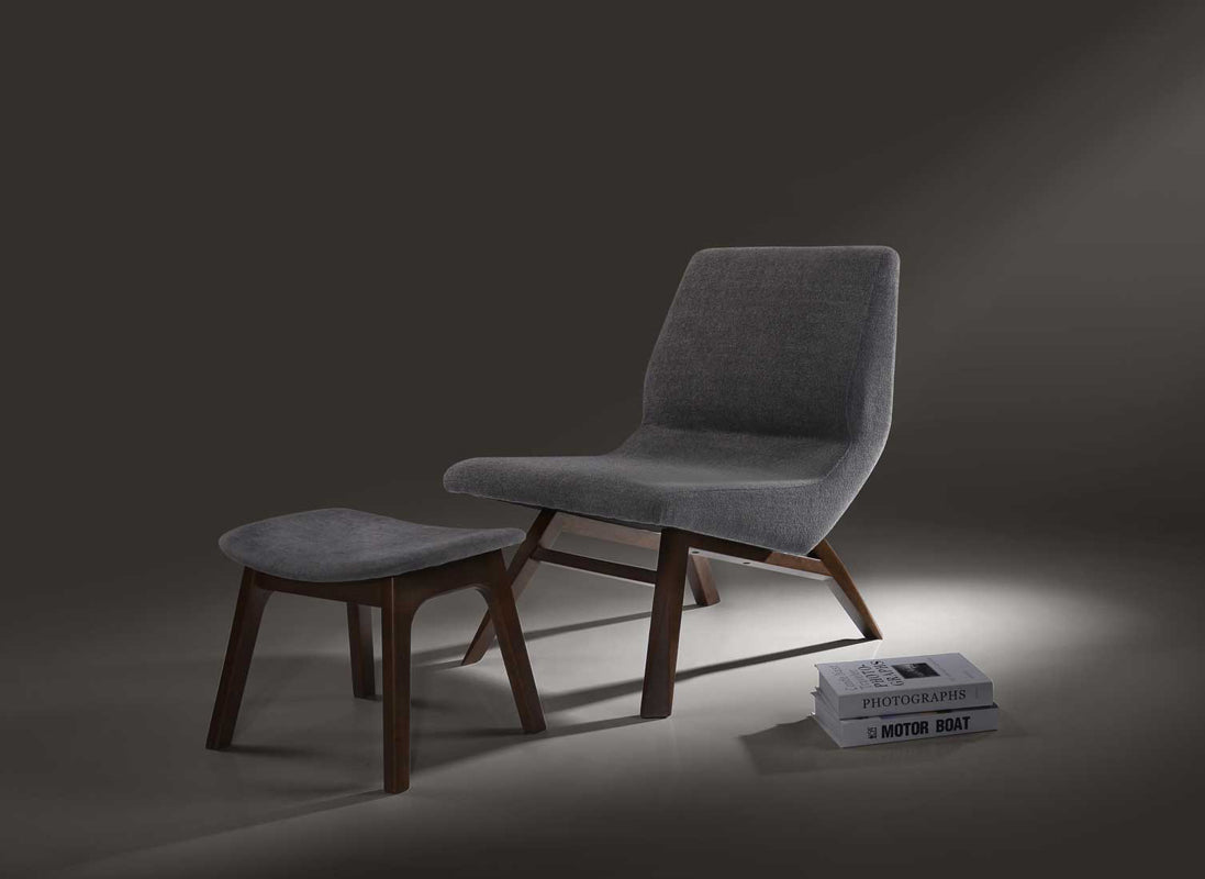 VIG Furniture Modrest Whitney Grey Walnut Accent Chair Ottoman