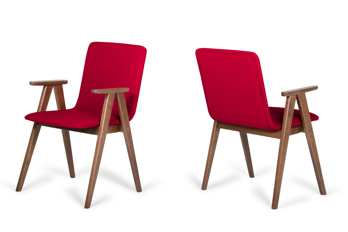 VIG Furniture Maddox Red Walnut Dining Chair Set of 2