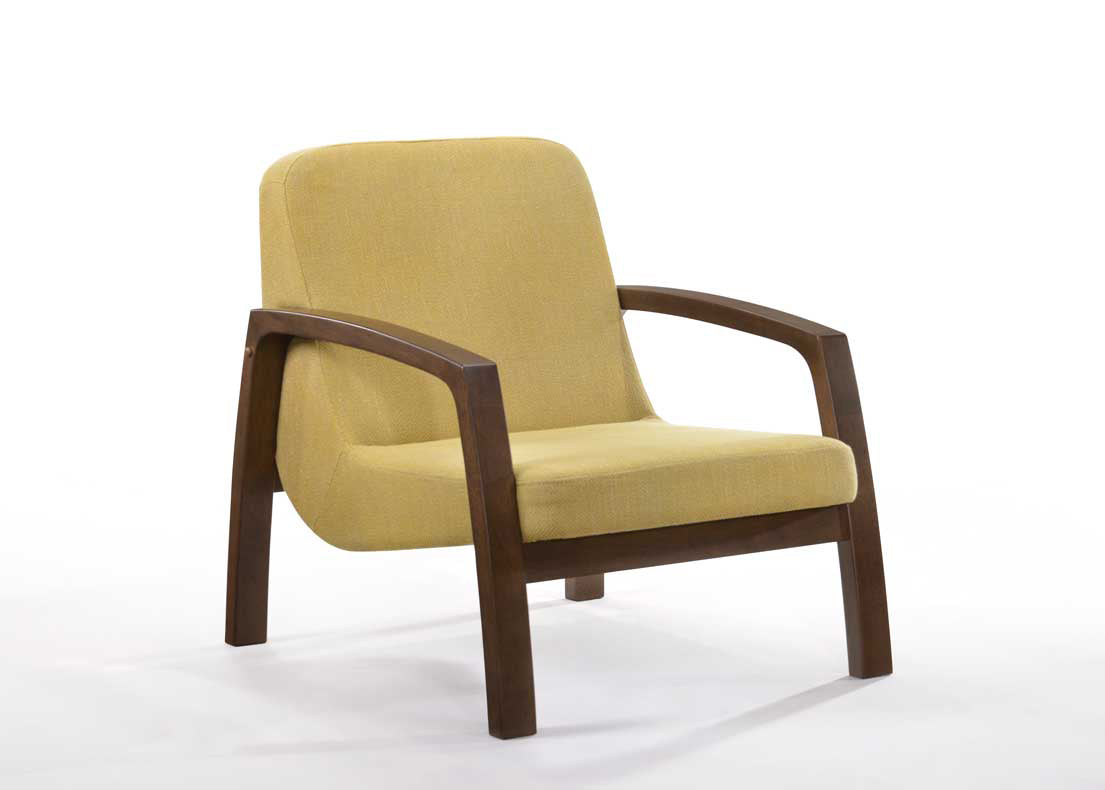 VIG Furniture Modrest Bronson Midcentury Yellow Walnut Accent Chair