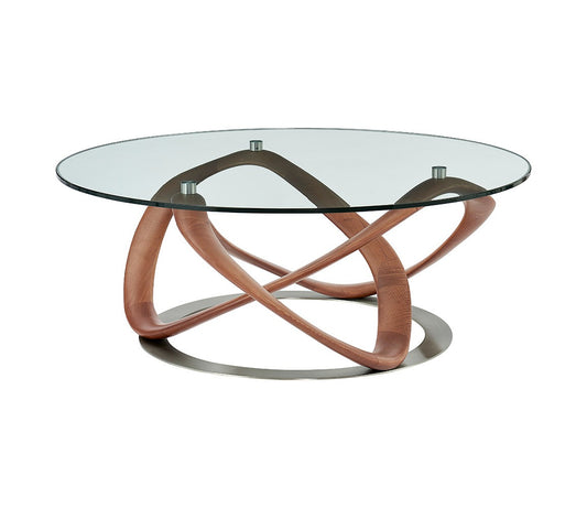 VIG Furniture Modrest Michele Glass Walnut Coffee Table
