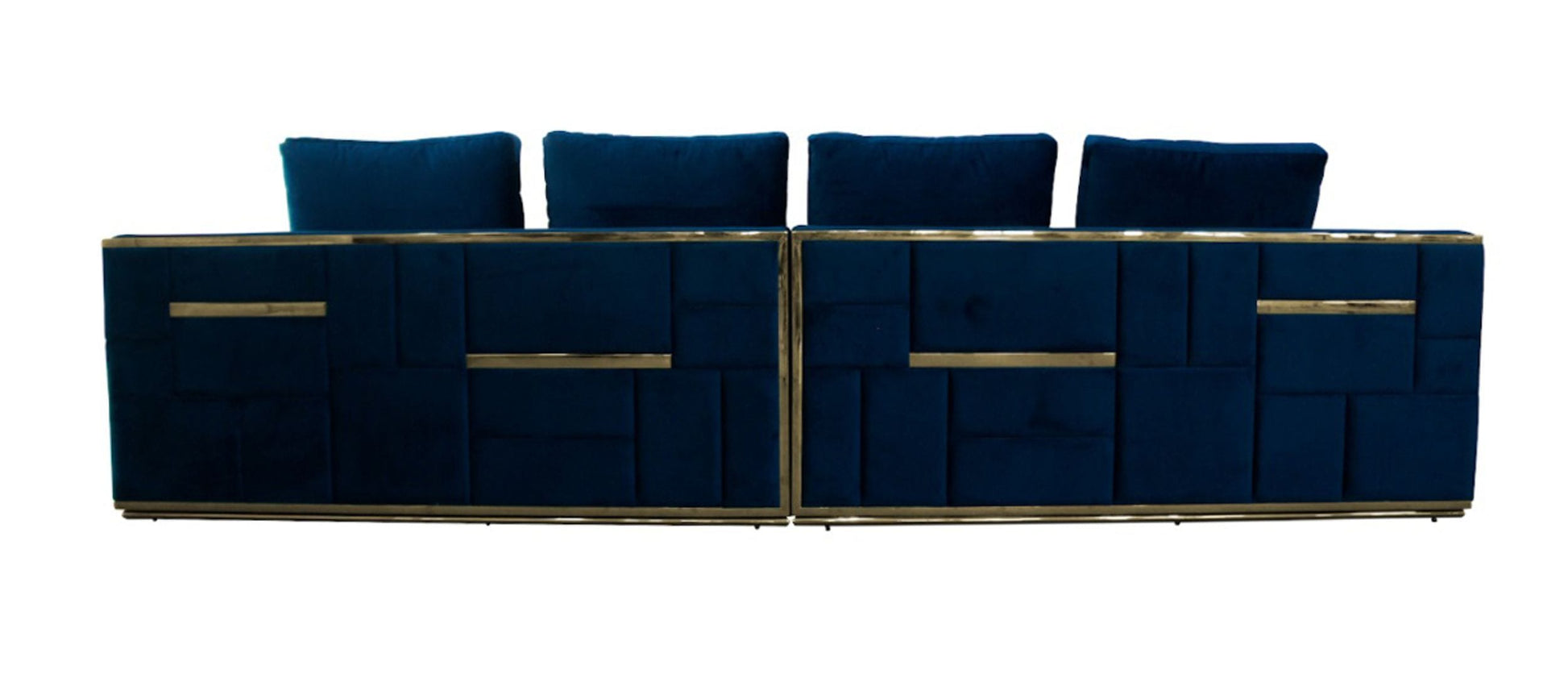 VIG Furniture Divani Casa Mobray Glam Blue Gold Fabric Sofa