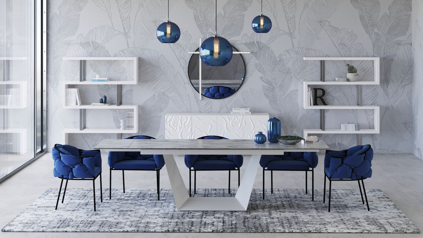 VIG Furniture Modrest Baldwin White Ceramic Extendable Dining Table