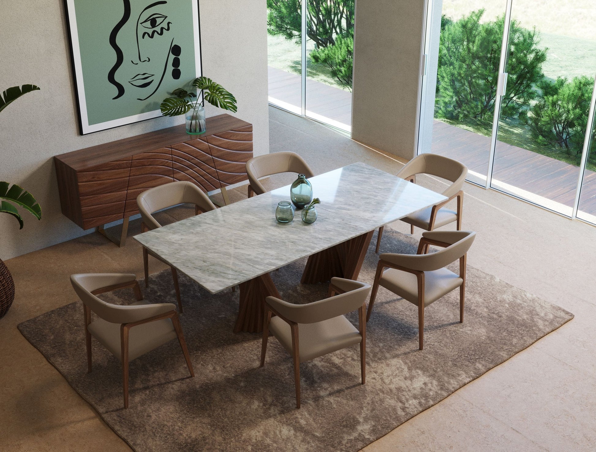 VIG Furniture Modrest Cadence Walnut Marble Dining Table