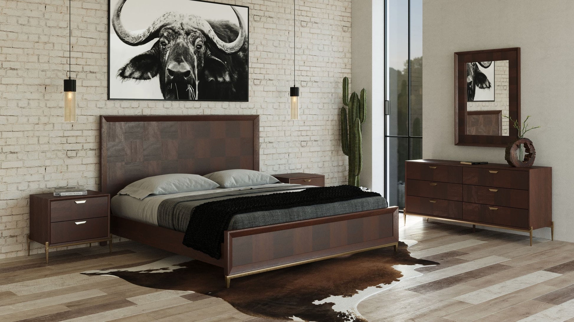 VIG Furniture Modrest Shane Acacia Brass Bed