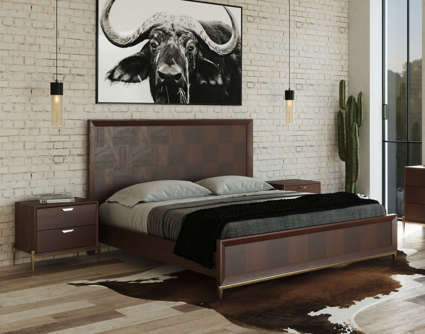 VIG Furniture Modrest Shane Acacia Brass Bed