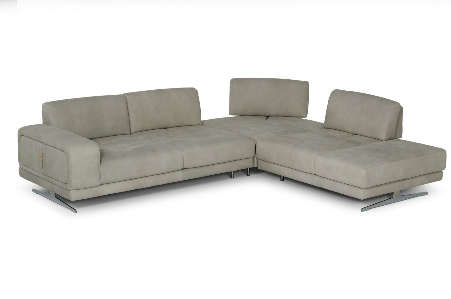 VIG Furniture Coronelli Mood Grey Cloud Leather Right Sectional Sofa
