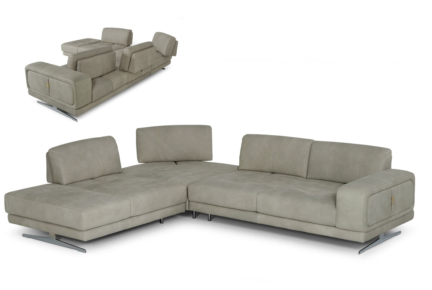 VIG Furniture Coronelli Mood Italian Grey Leather Left Sectional Sofa