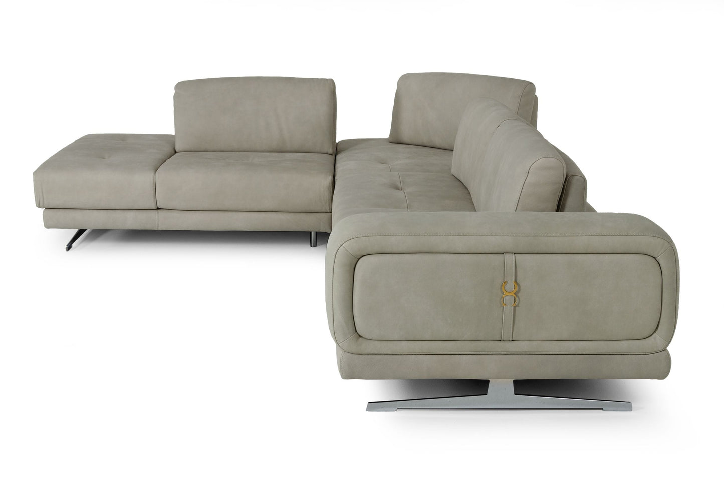 VIG Furniture Coronelli Mood Italian Grey Leather Left Sectional Sofa