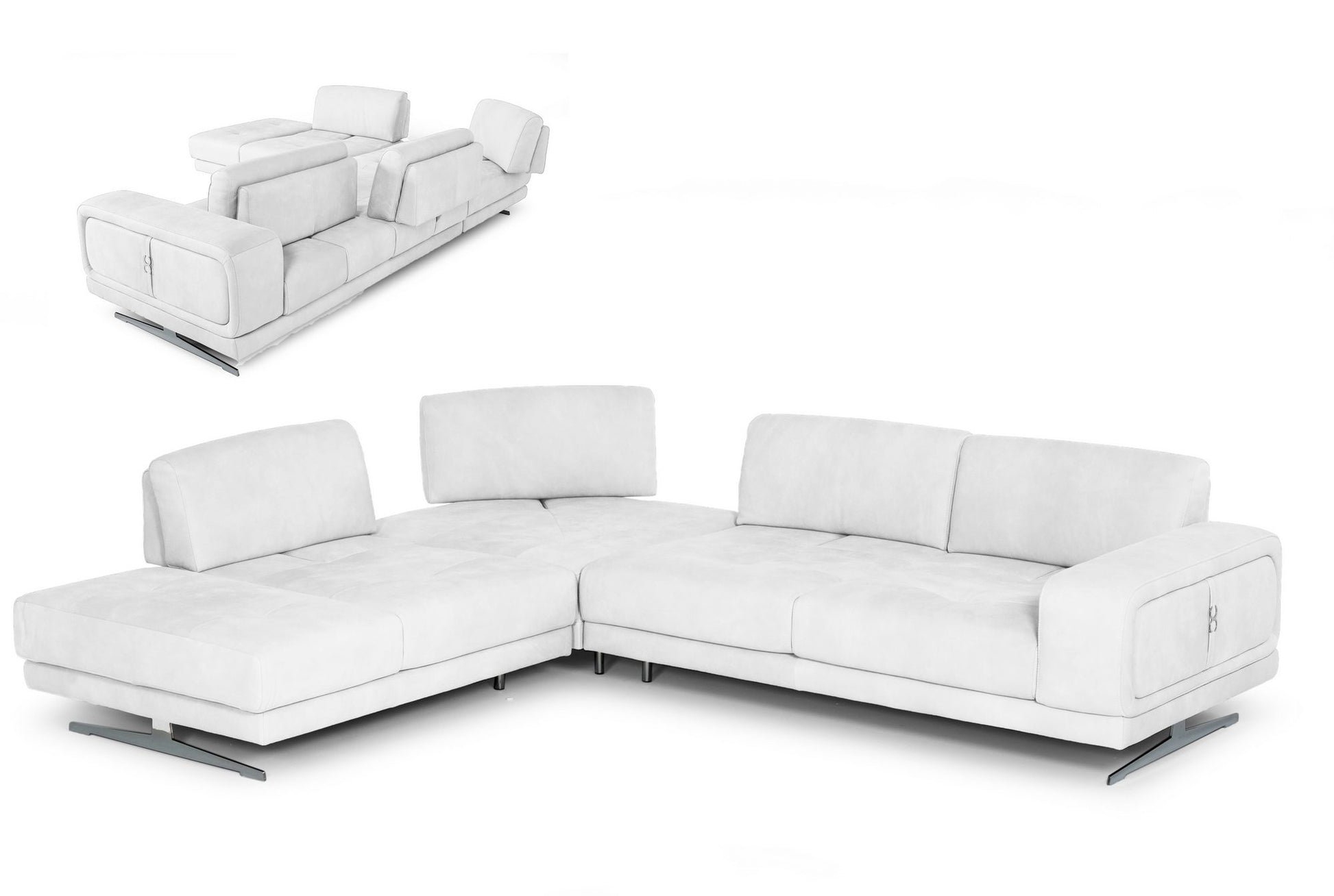 VIG Furniture Coronelli Mood Italian White Leather Left Sectional Sofa
