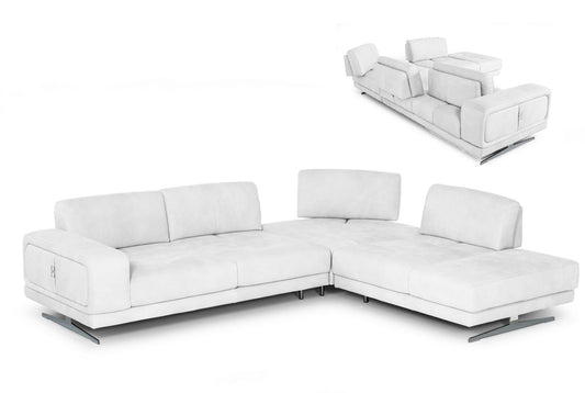 VIG Furniture Coronelli Mood Italian White Leather Right Sectional Sofa