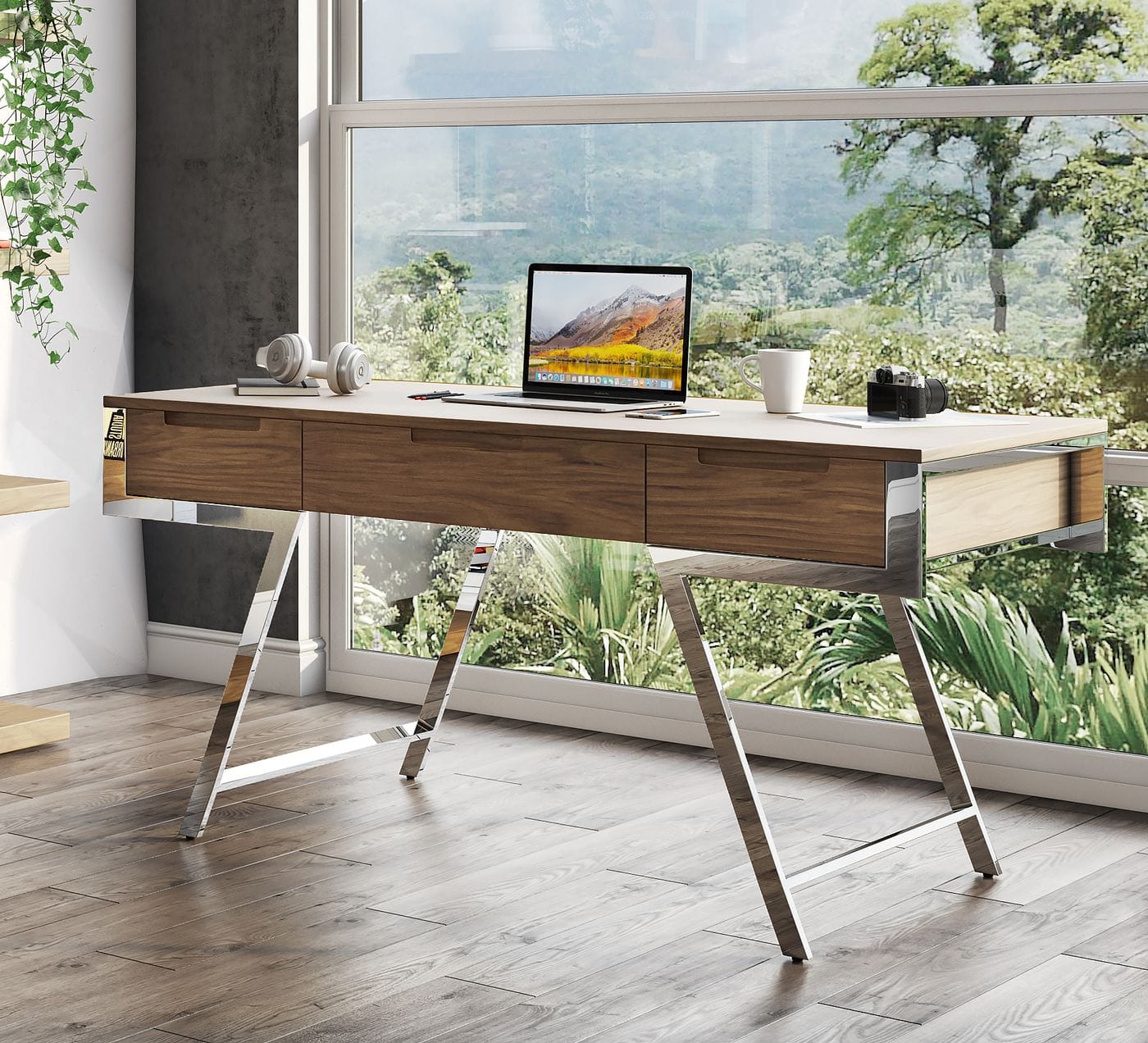 VIG Furniture Modrest Dessart Walnut Veneer Desk