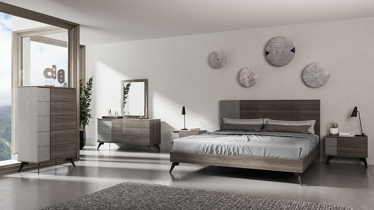 VIG Furniture Nova Domus Palermo Italian Faux Concrete Grey Bed
