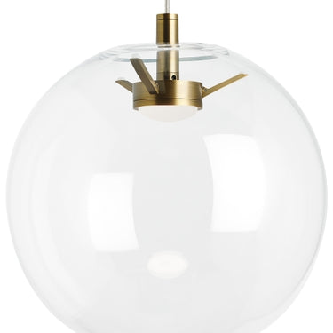 Clear glass LED pendant for kitchen islands and upscale retail interiors