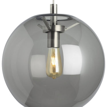 Visual Comfort commercial-grade smoke globe pendant with dimmable LED