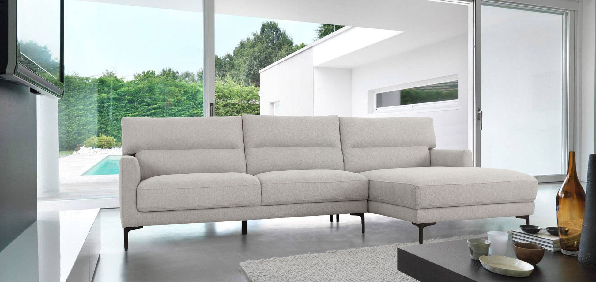 VIG Furniture Divani Casa Paraiso Grey Fabric Right Sectional Sofa