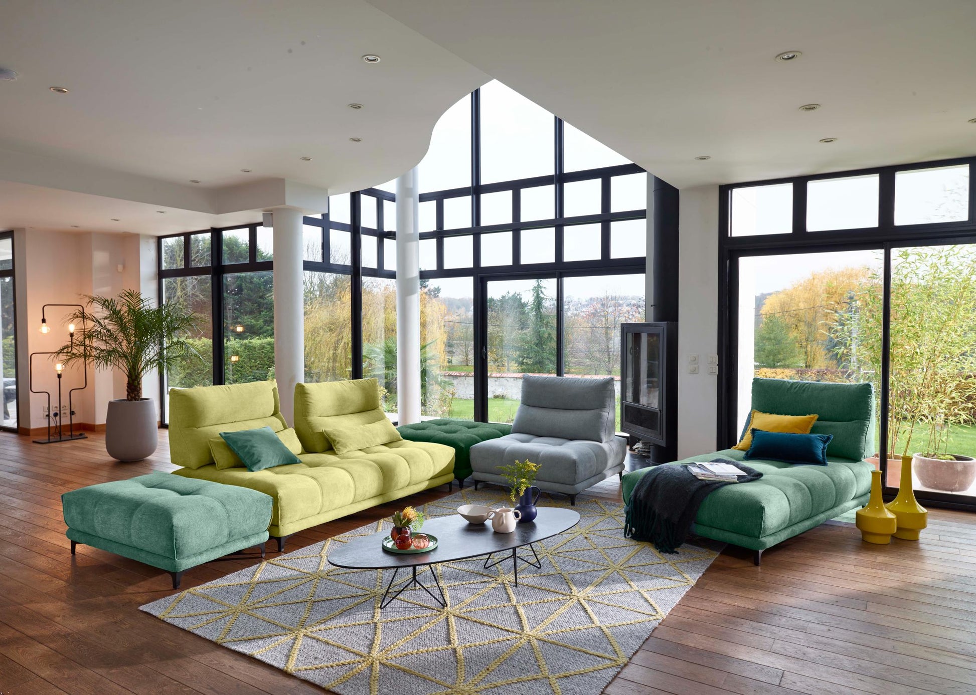 VIG Furniture David Ferrari Pashmina Multi Colored Fabric Modular Sectional Sofa