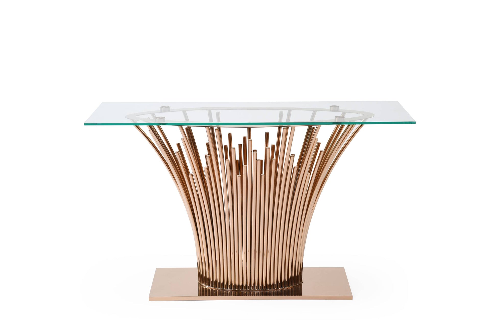 VIG Furniture Modrest Paxton Glass Rosegold Console Table