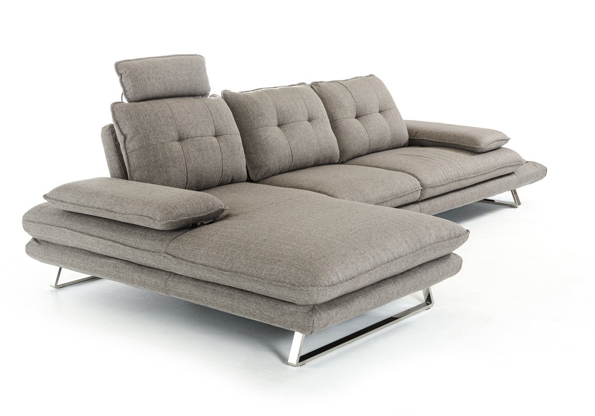 VIG Furniture Divani Casa Porter Grey Fabric Left Sectional Sofa