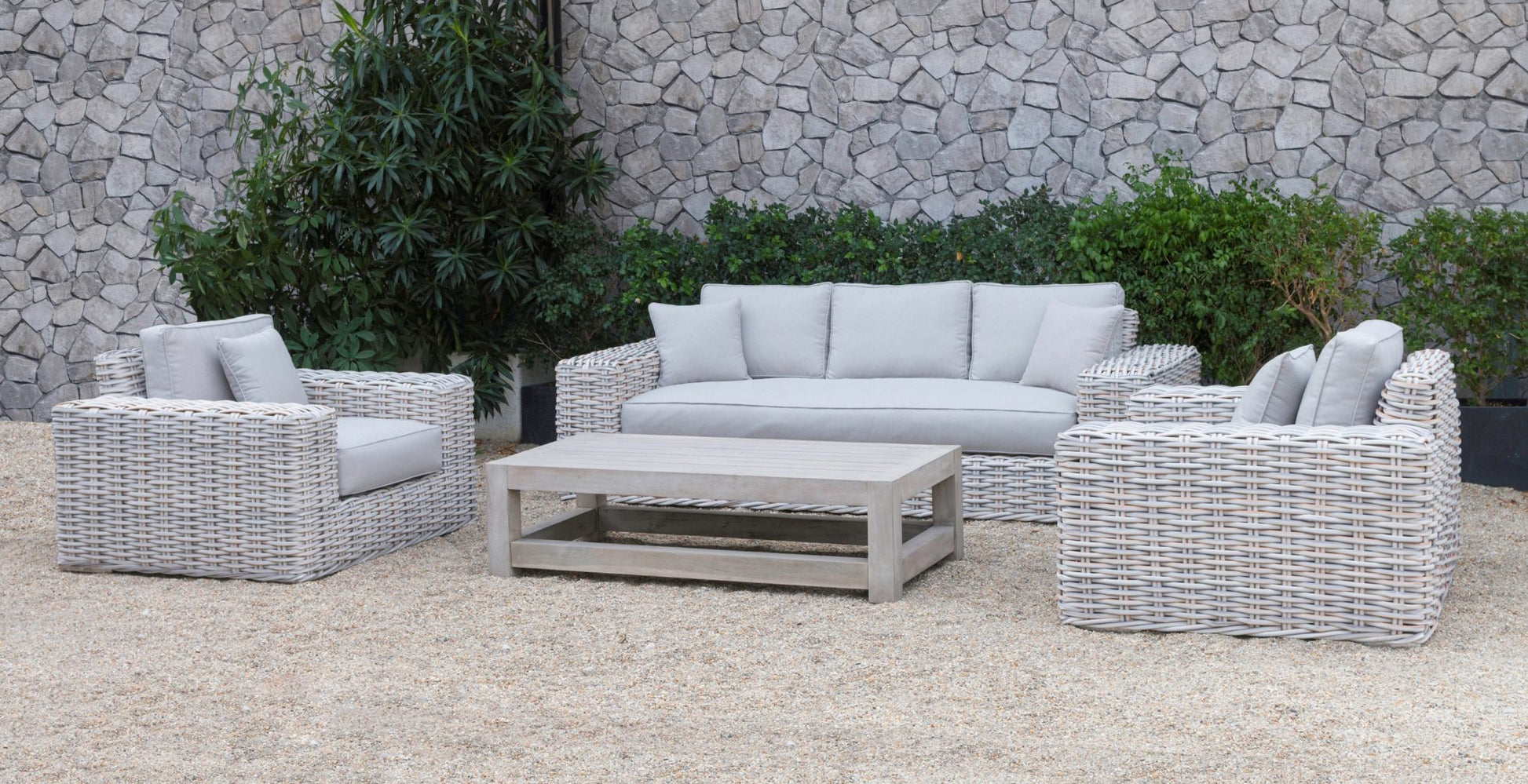 VIG Furniture Renava Portugal Outdoor Grey Wicker Sofa Set