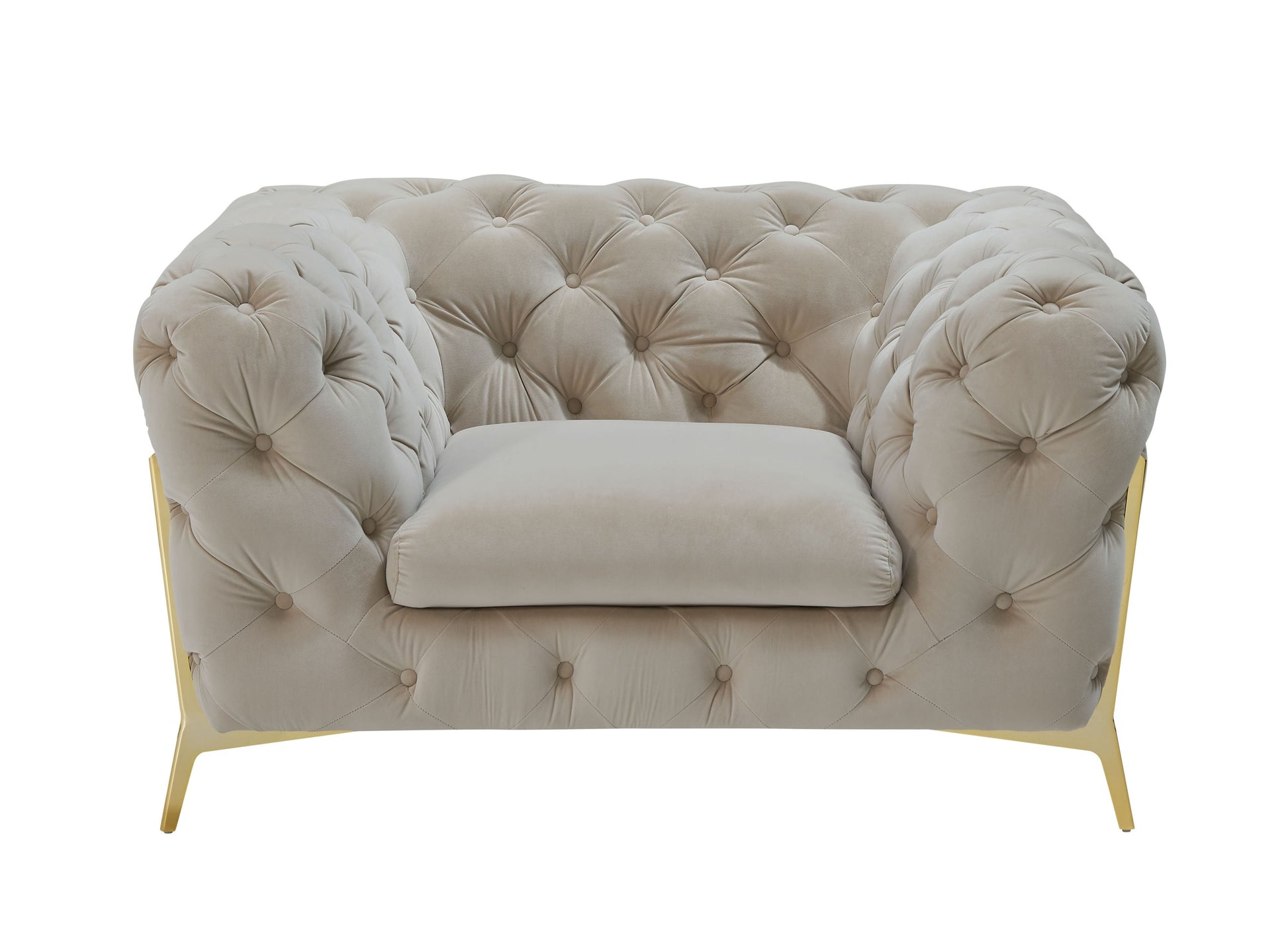 VIG Furniture Divani Casa Quincey Beige Velvet Chair