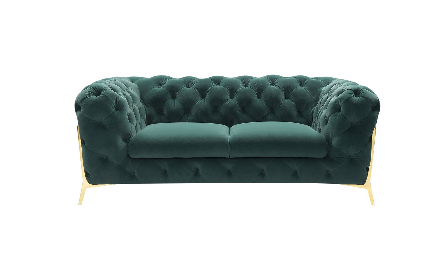 VIG Furniture Divani Casa Quincey Emerald Green Velvet Loveseat