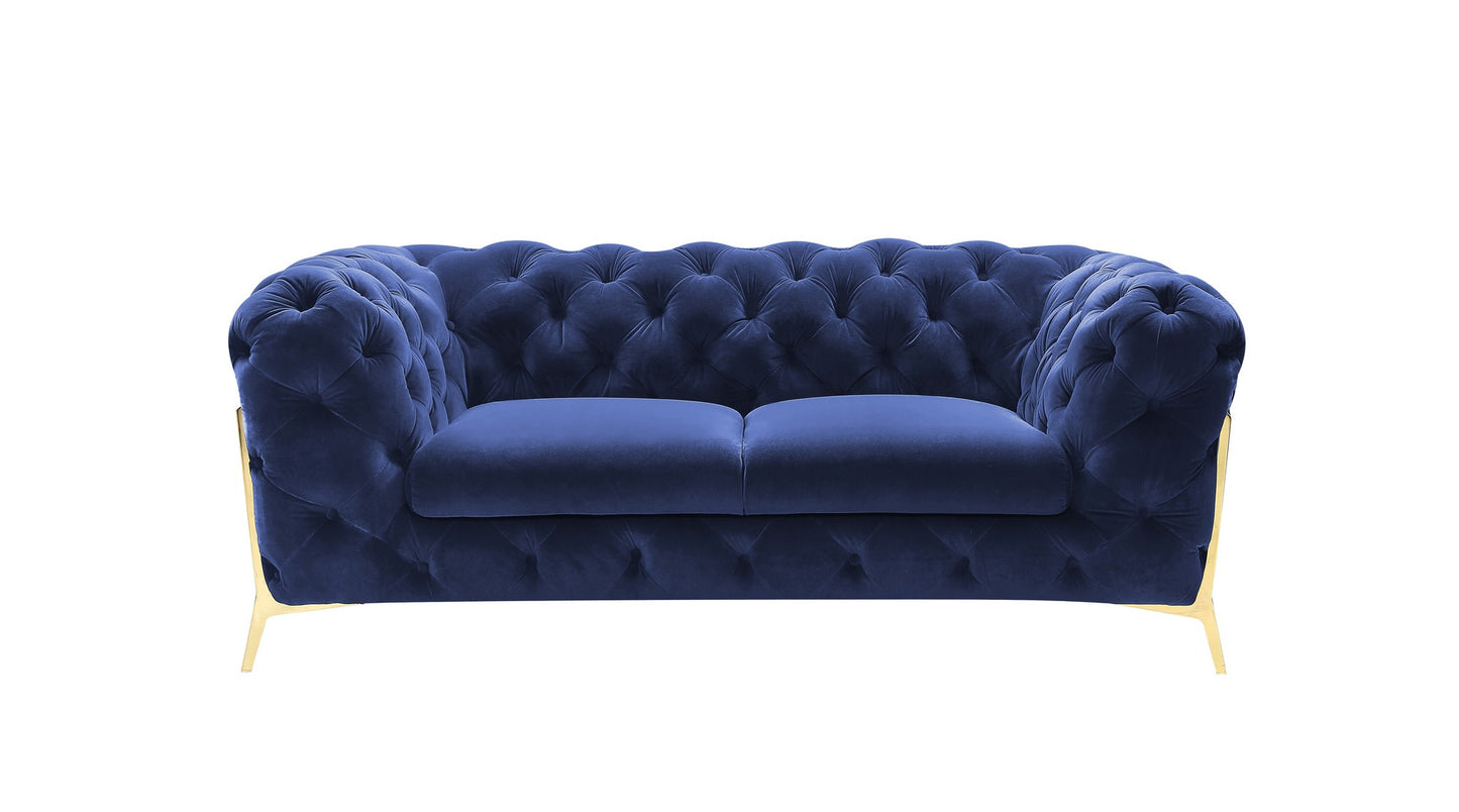 VIG Furniture Divani Casa Quincey Blue Velvet Loveseat