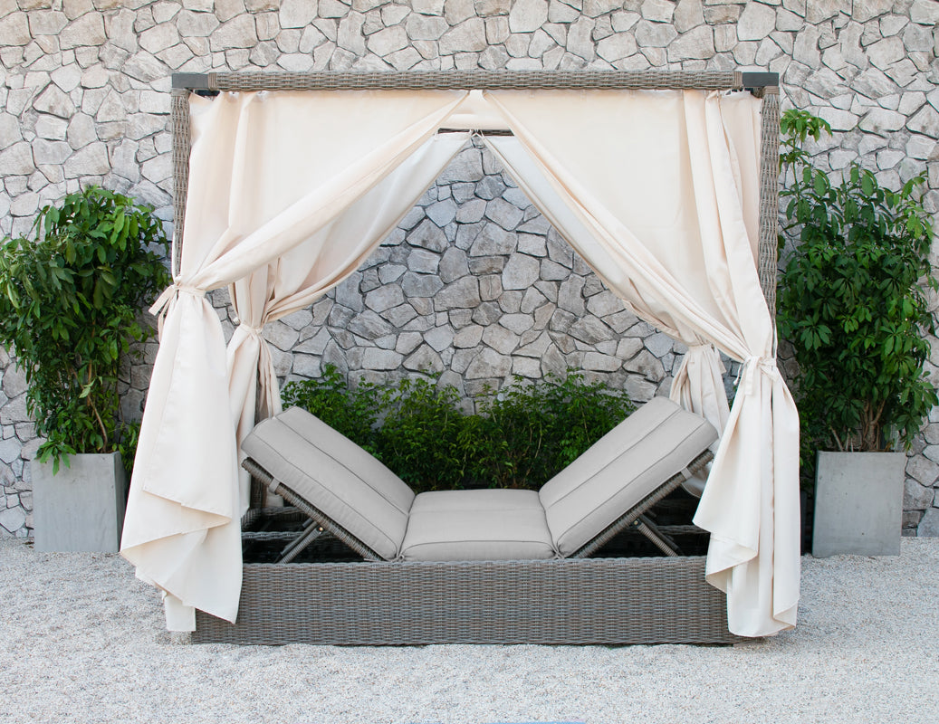 VIG Furniture Renava Marin Outdoor Beige Canopy Sunbed