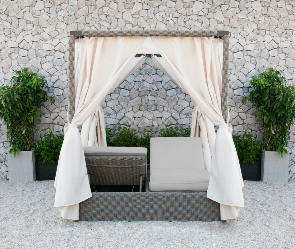 VIG Furniture Renava Marin Outdoor Beige Canopy Sunbed