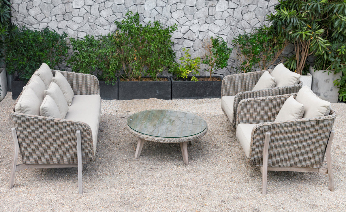 VIG Furniture Renava Carillo Outdoor Beige Wicker Sofa Set