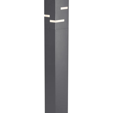 Contemporary LED bollard light with frosted diffuser for commercial entrances and residential yards in charcoal gray finish